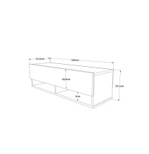 Mueble TV Moderno con 1 Puerta y Estantes en Melamina Color Antracita y Cambria - 100x31.5x29.6cm