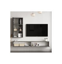 Mueble TV de pared moderno color negro antracita 174,5x27x145cm