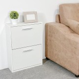 Zapatero con 2 Puertas, Mueble para Zapatos Estrecho en Color Blanco, Medidas: 73 cm (Alto) x 54 cm (Ancho) x 18 cm (Fondo)